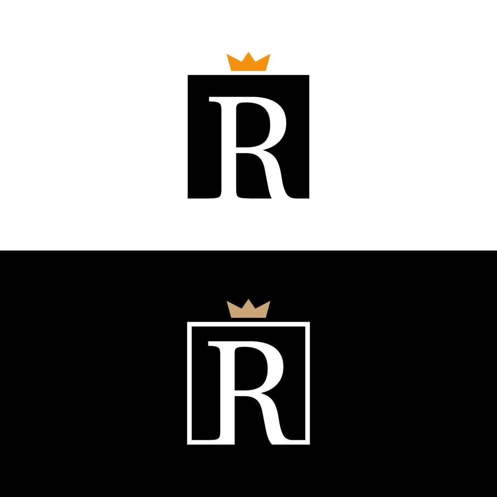 luxe modern brief r Koninklijk logo kroon vector