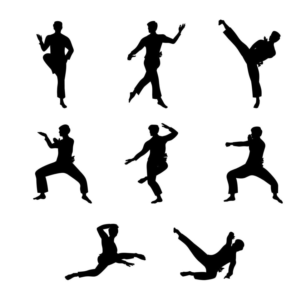 pencak silat krijgshaftig kunst silhouet vector