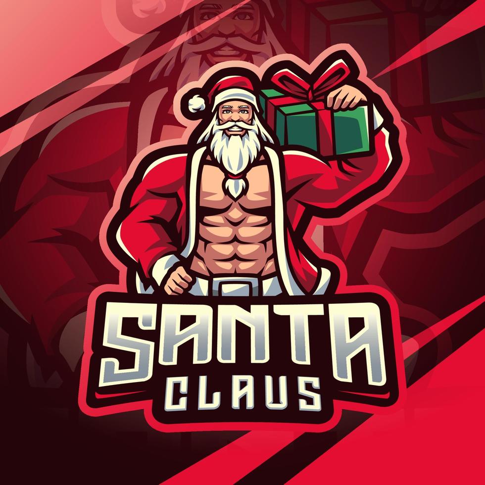 santa esport mascotte logo ontwerp vector