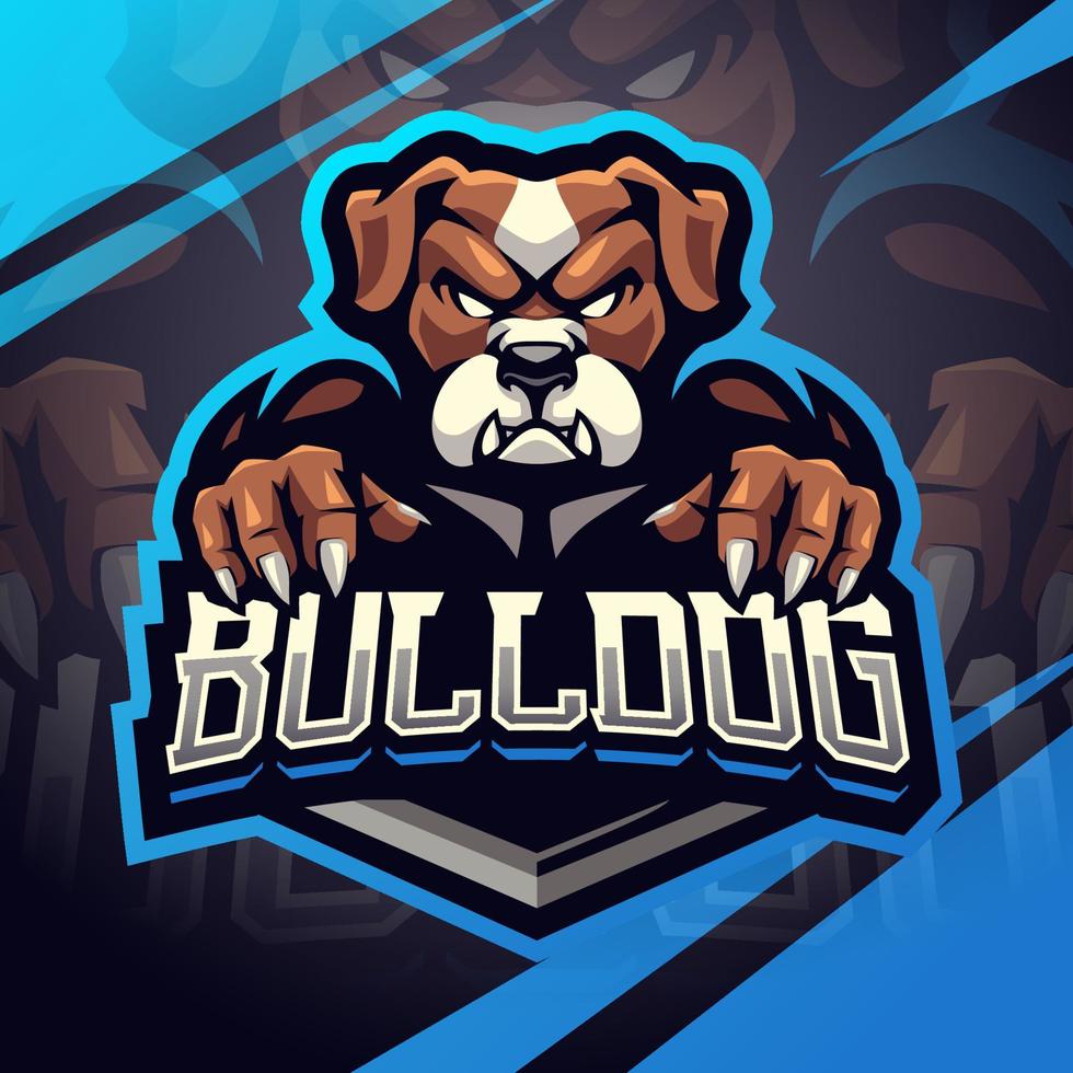 bulldog esport mascotte logo ontwerp vector