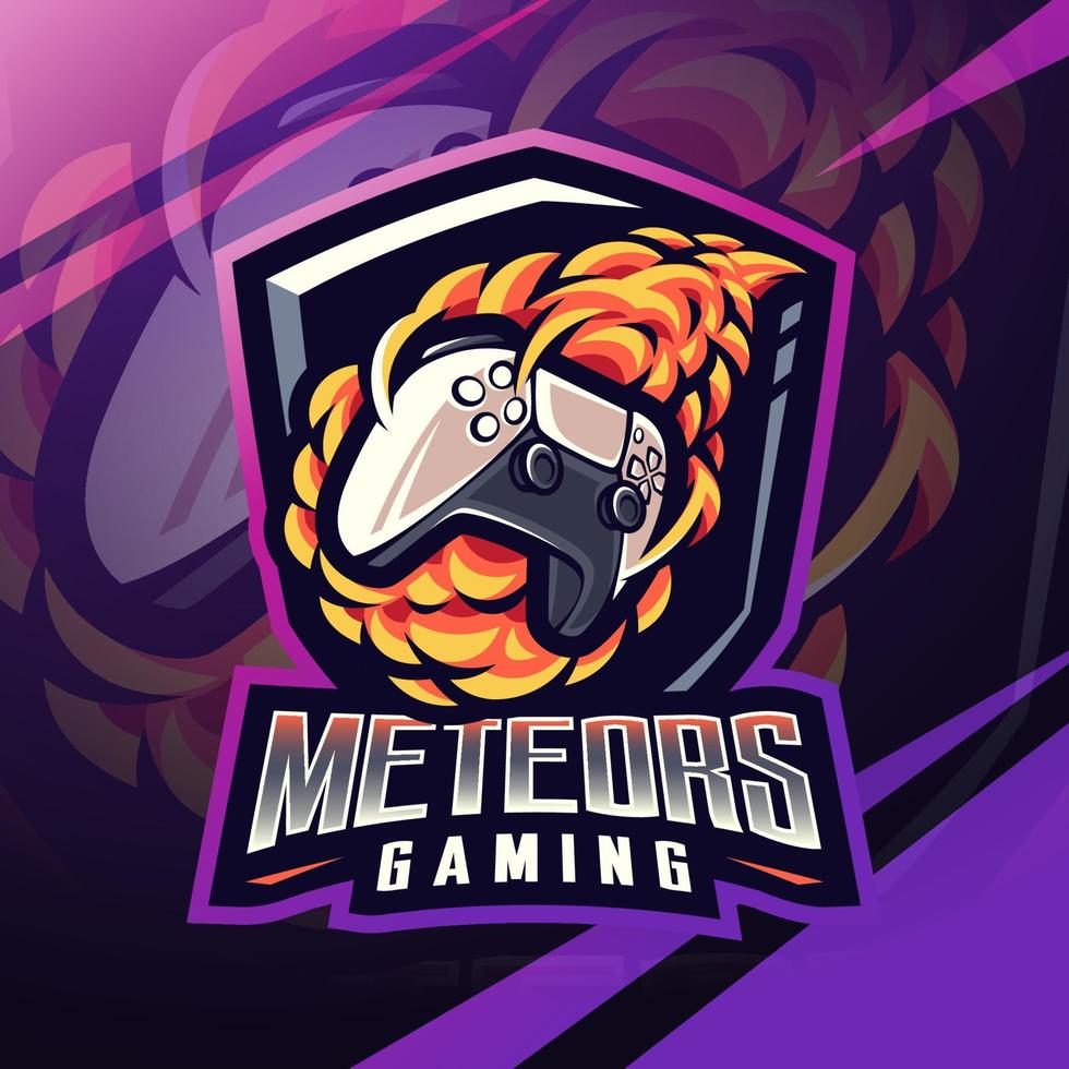 meteoren gaming esport mascotte logo ontwerp vector