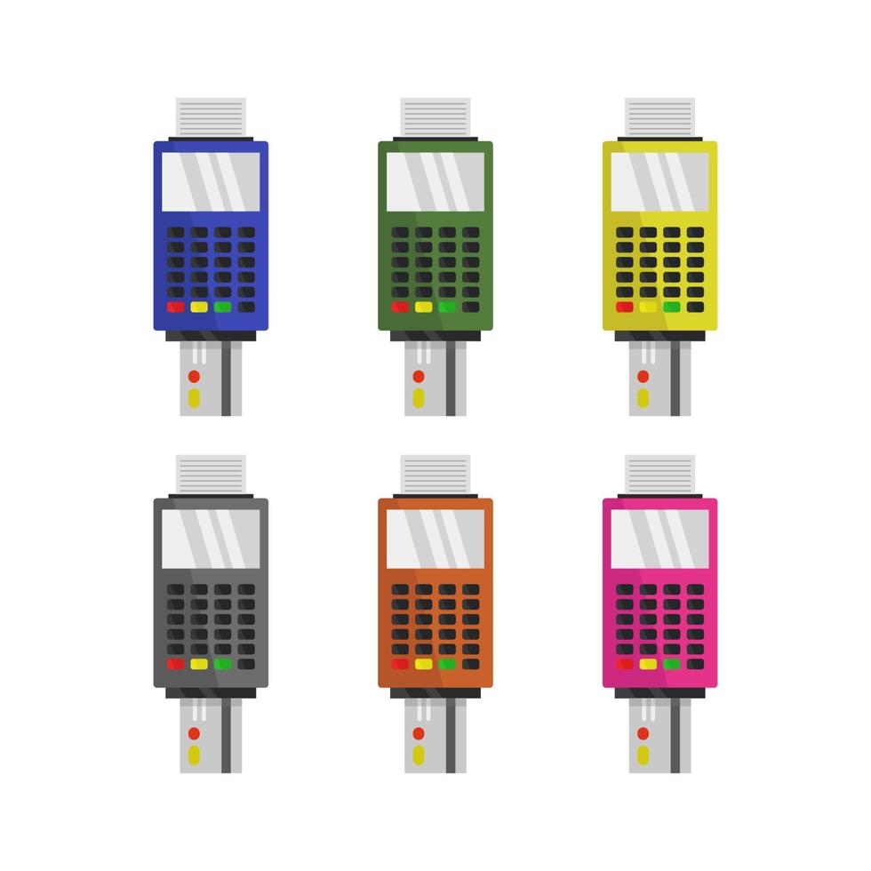 set van pos-terminal op witte achtergrond vector