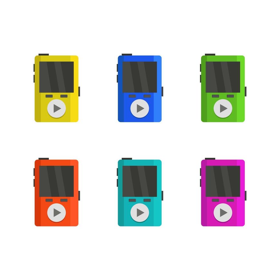 set mp3-speler op witte achtergrond vector