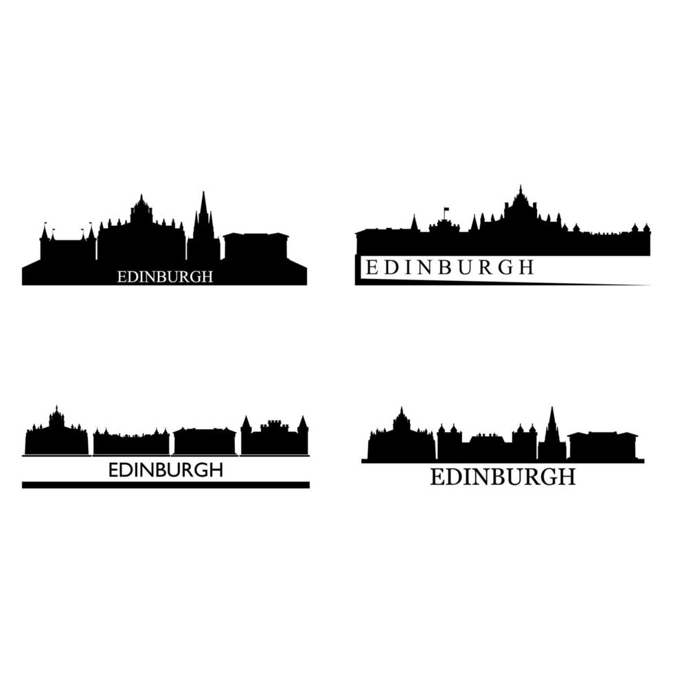 Edinburgh skyline ingesteld op witte achtergrond vector