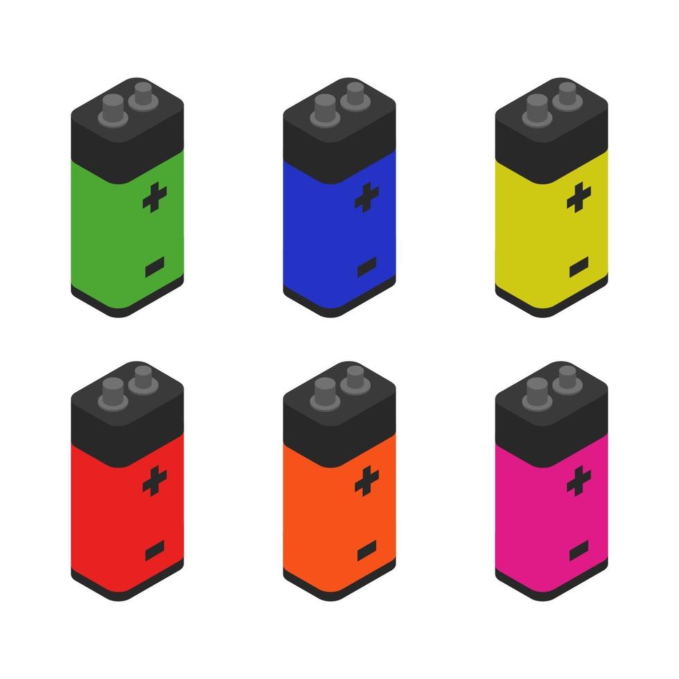 isometrische batterijset vector