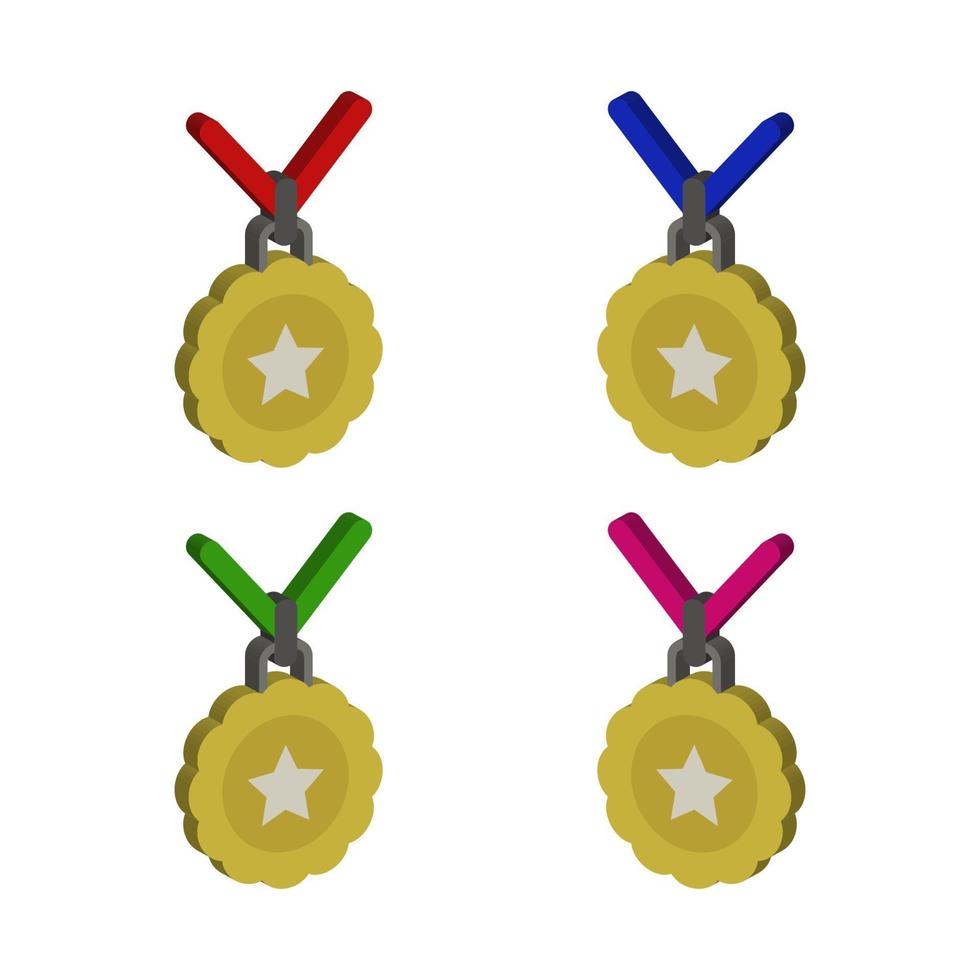 medaille ingesteld op witte achtergrond vector