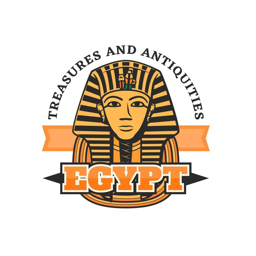 Egypte reizen icoon met Toetanchamon gouden masker vector