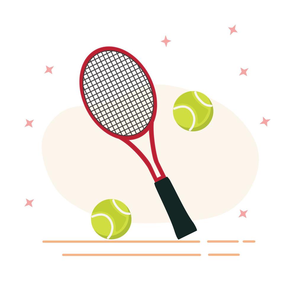 rood tennis racket en bal voor sport thema werkzaamheid vector
