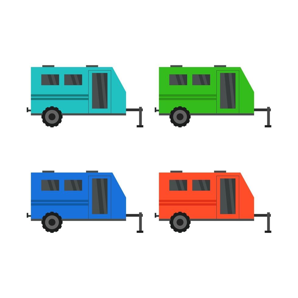 camper ingesteld op witte achtergrond vector