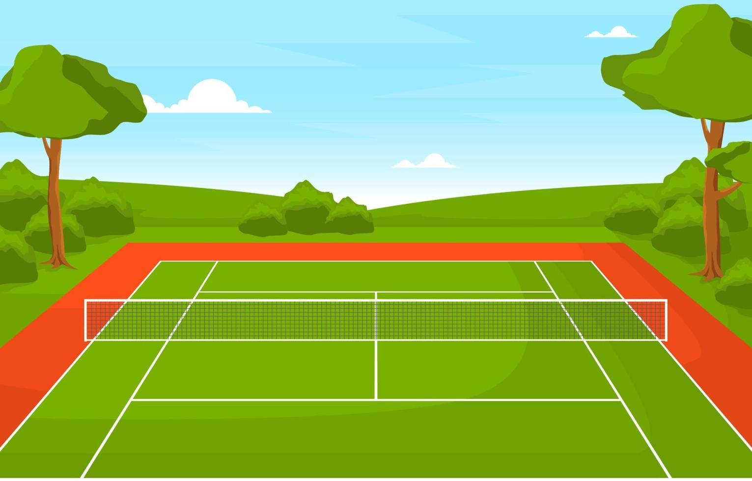 outdoor tennisbaan omgeven door bomen vector