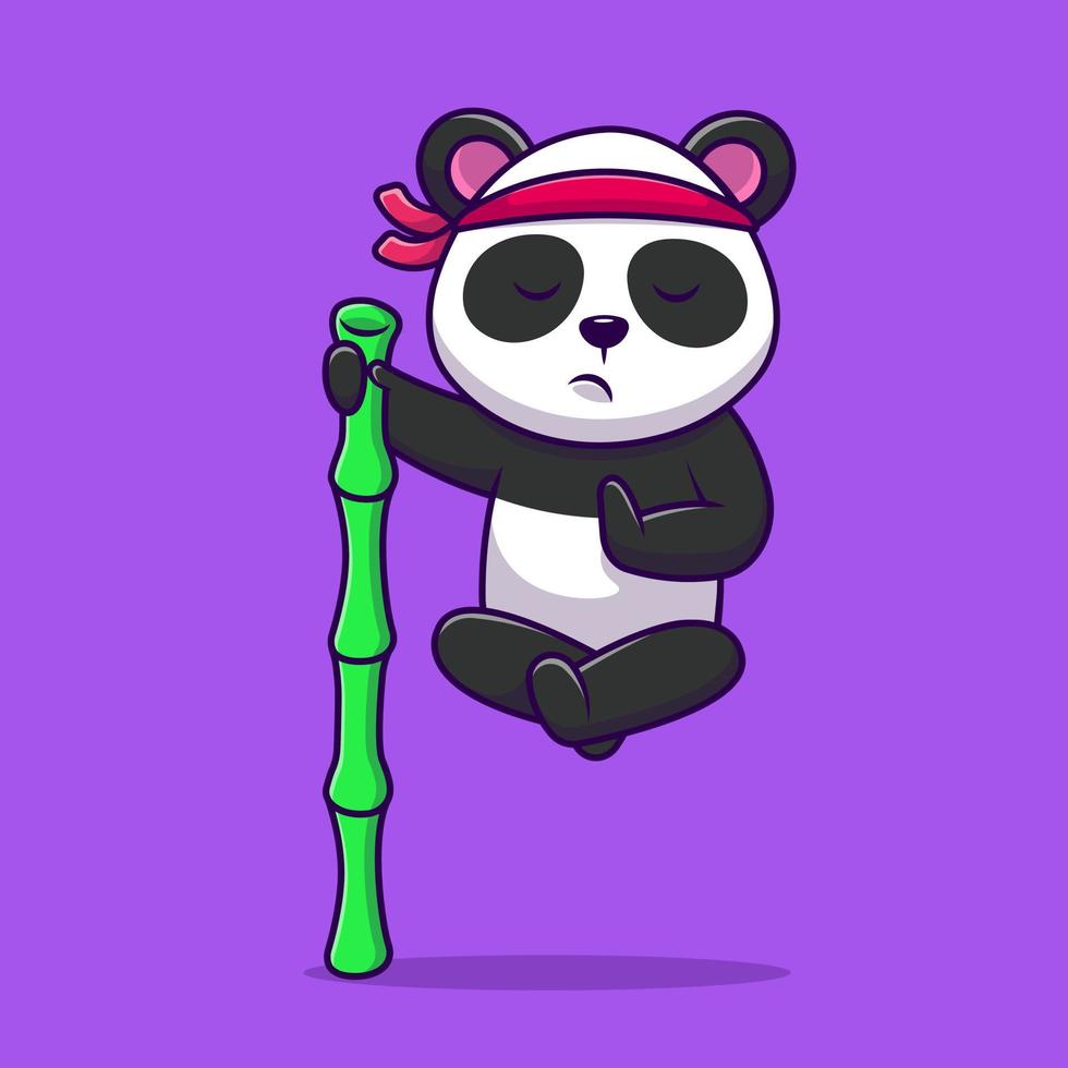 schattig panda kungfu meditatie tekenfilm vector pictogrammen illustratie. vlak tekenfilm concept. geschikt voor ieder creatief project.