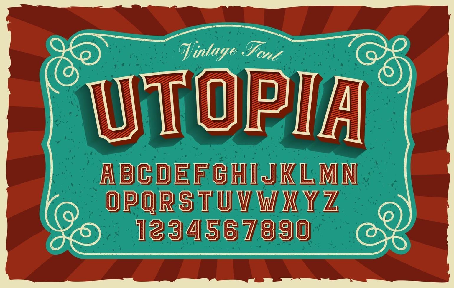 een vet schreefloos lettertype in vintage stijl vector