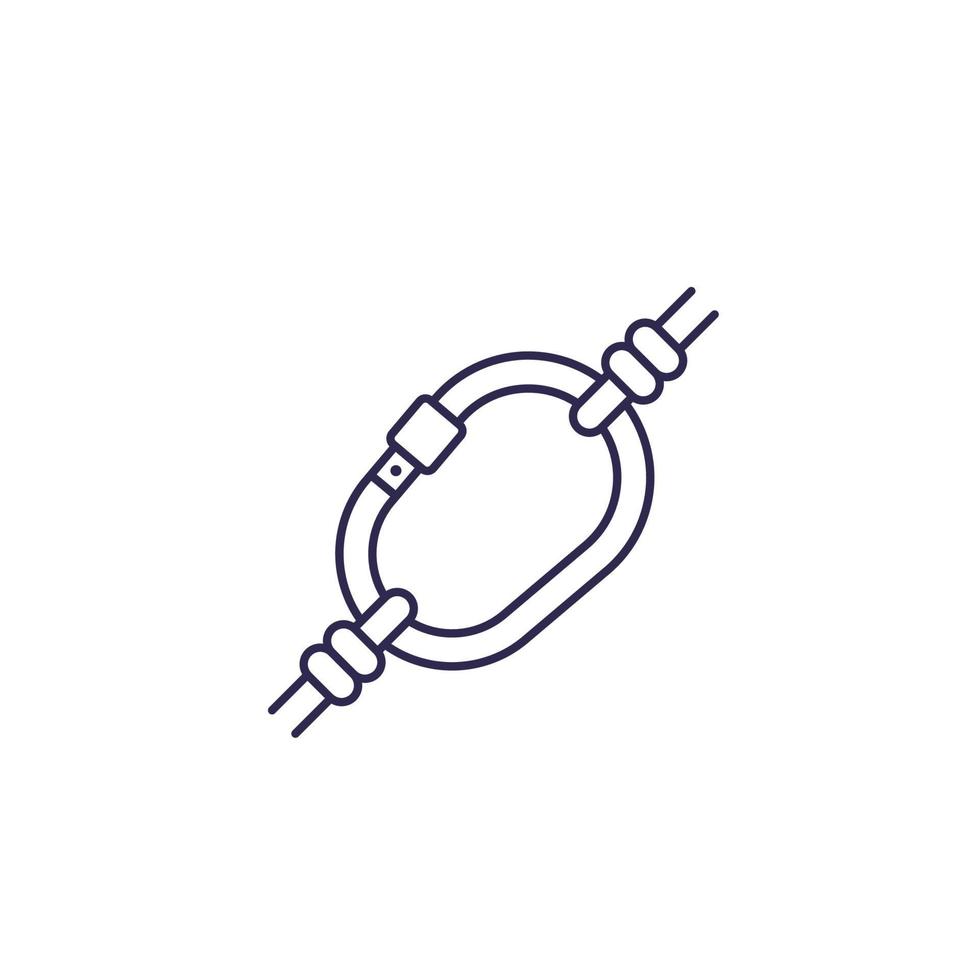 karabijnhaak pictogram op wit, line.eps vector