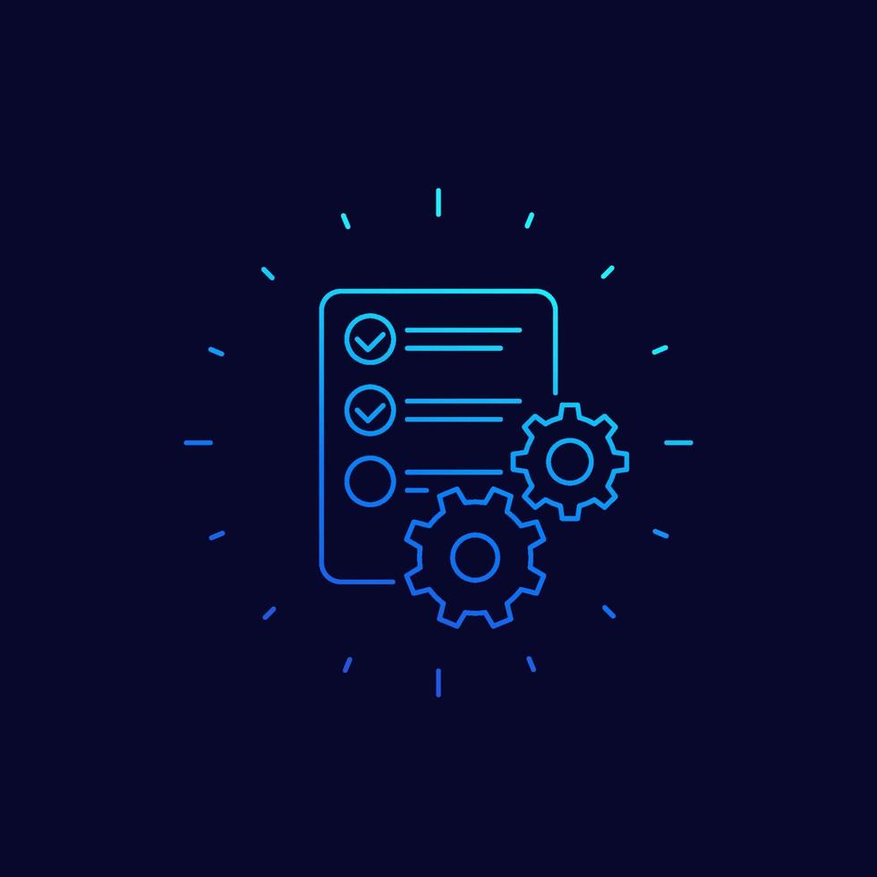 gegevensverwerking pictogram, lineaire vector.eps vector