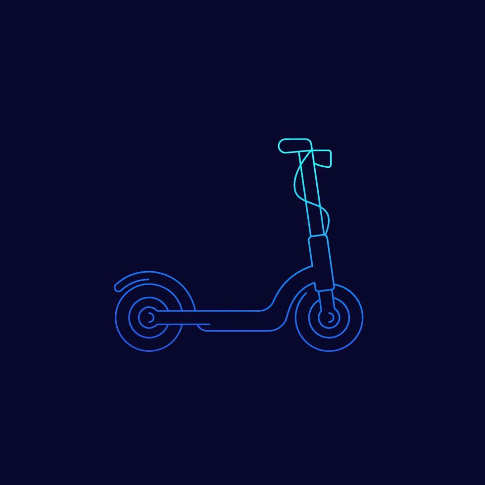 elektrische scooter pictogram op donkere, lineaire vector.eps vector