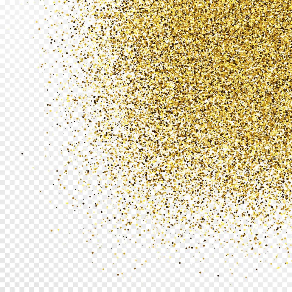 goud schitteren confetti backdrop geïsoleerd Aan wit transparant achtergrond. feestelijk structuur met schijnend licht effect. vector illustratie.