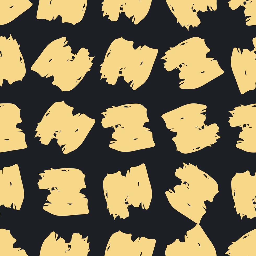 naadloos patroon met geel hand- getrokken kattebelletje smeren Aan donker achtergrond. abstract grunge textuur. vector illustratie