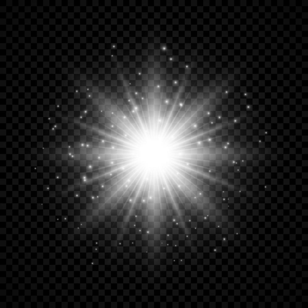 licht effect van lens fakkels. wit gloeiend lichten starburst Effecten met sparkles Aan een transparant achtergrond. vector illustratie