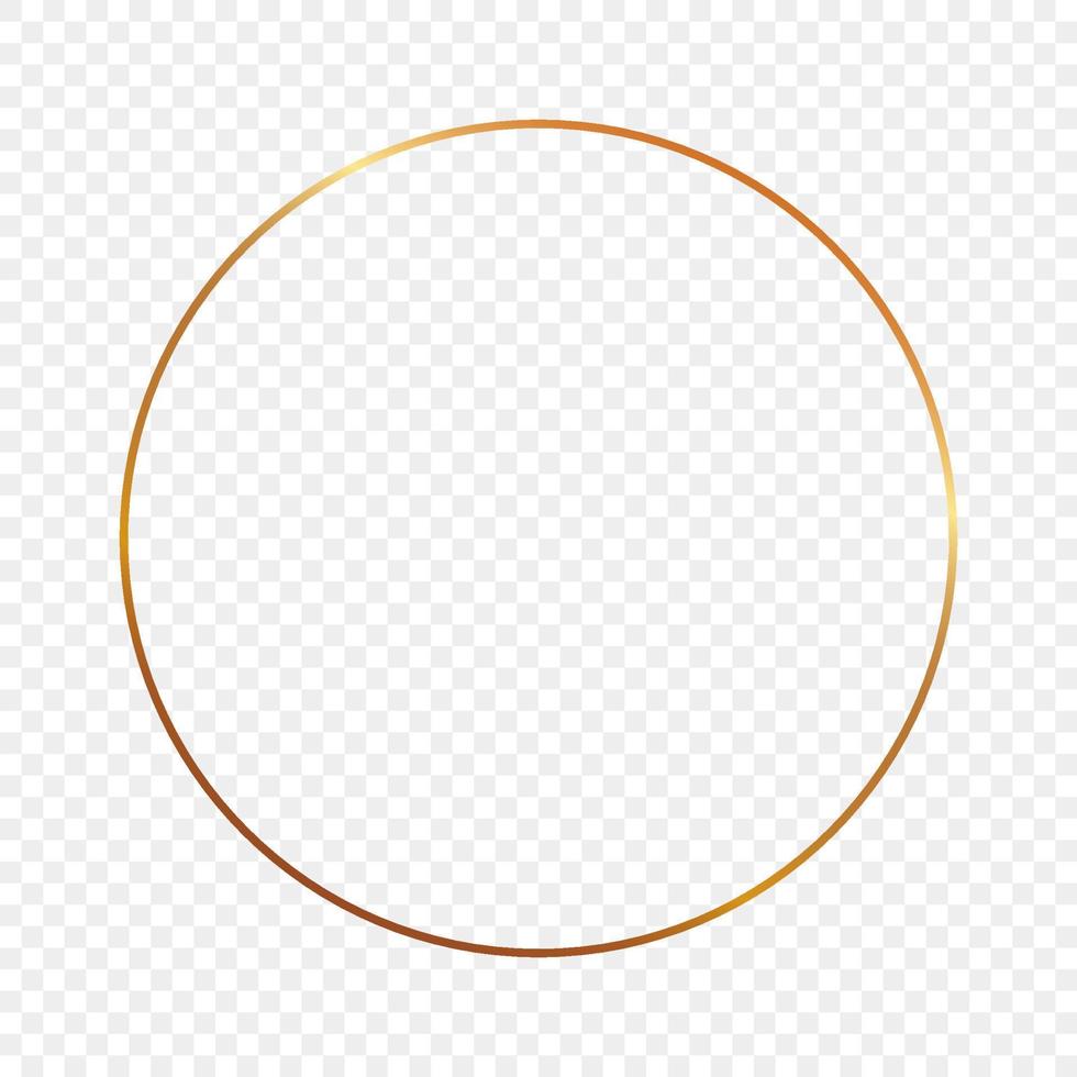 goud gloeiend cirkel kader geïsoleerd Aan transparant achtergrond. glimmend kader met gloeiend Effecten. vector illustratie.