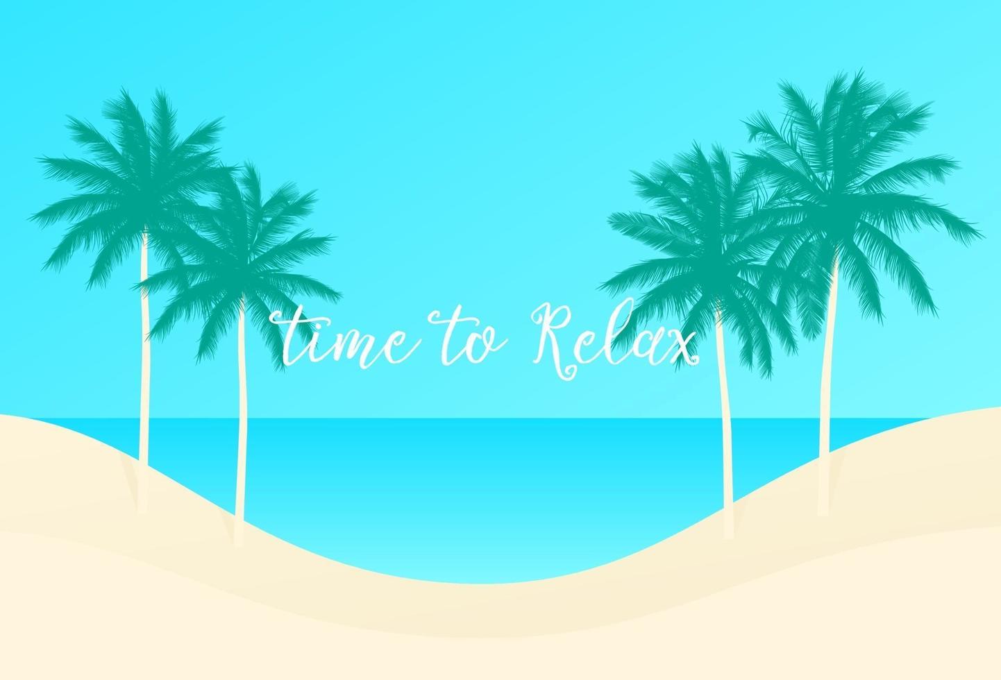 tijd om te ontspannen, palmen en het strand, vector scene.eps