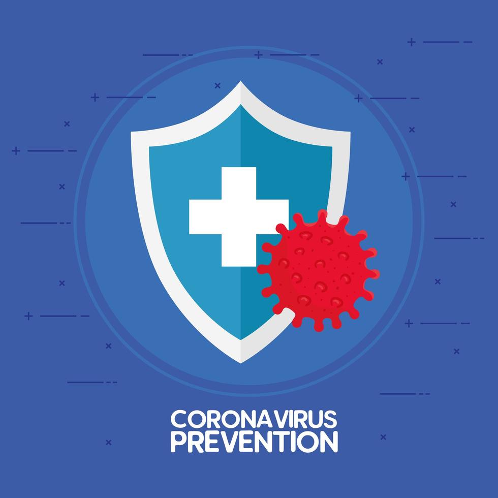 coronavirus-preventiebanner met schildbescherming vector
