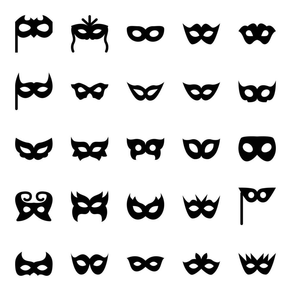 glyph pictogrammen voor carnaval. vector