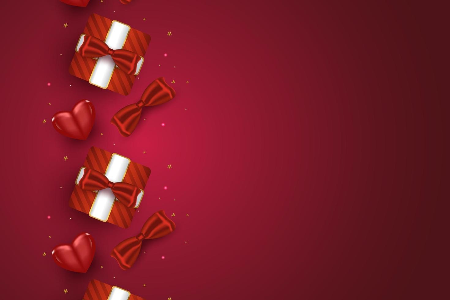 Valentijnsdag achtergrond voor wenskaarten of banners met 3D-romantische ornamenten vector