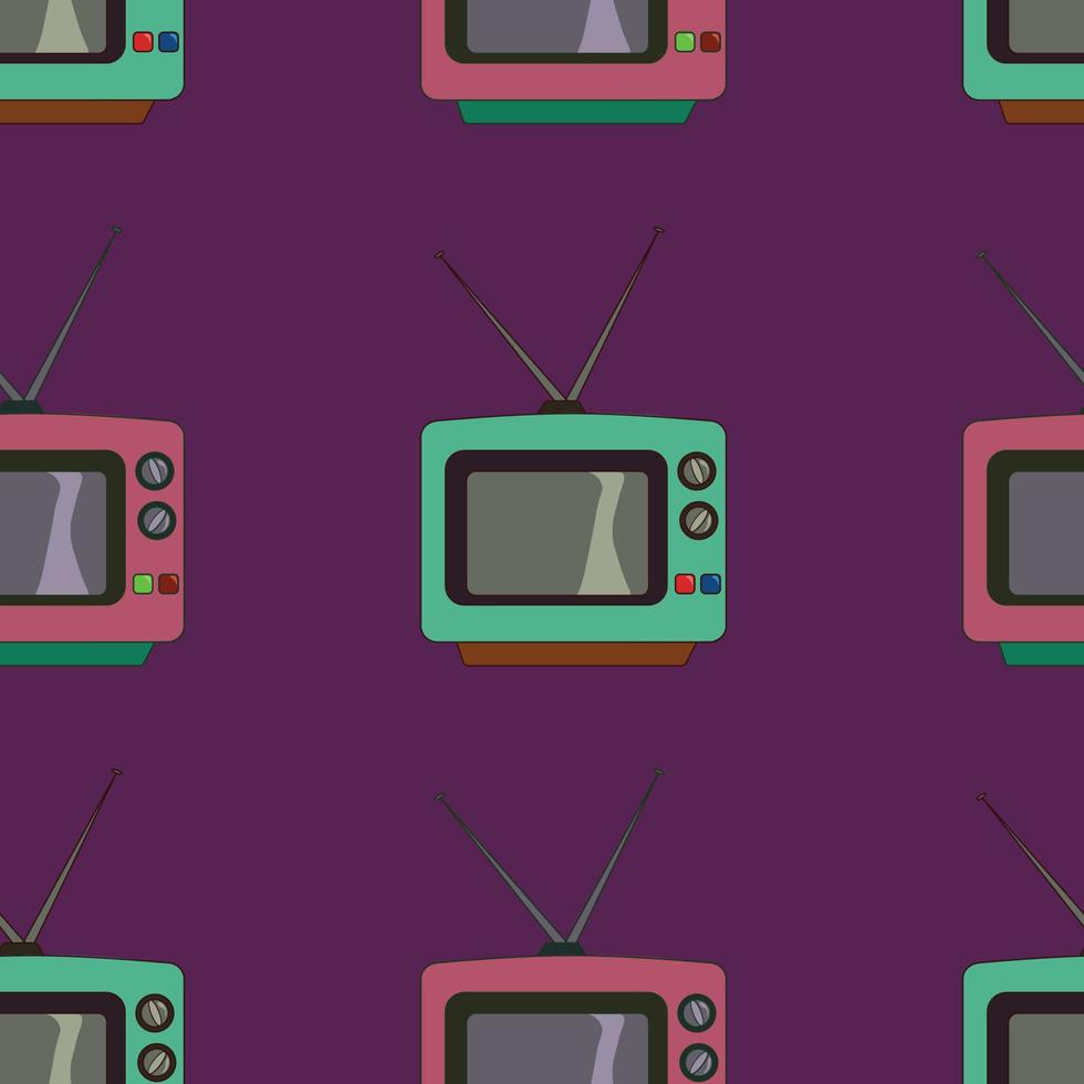 vector naadloos patroon in retro stijl met wijnoogst TV stelt. achtergrond, behang, banier, papier of textiel afdrukken