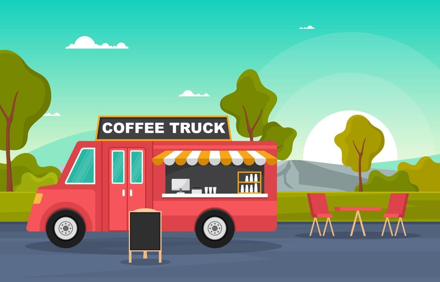 koffie food truck op straat vector
