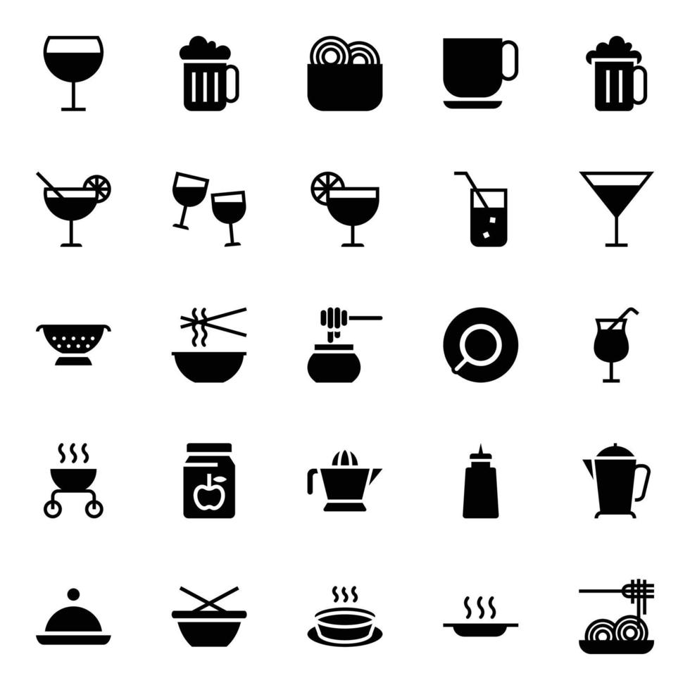 glyph pictogrammen voor voedsel. vector