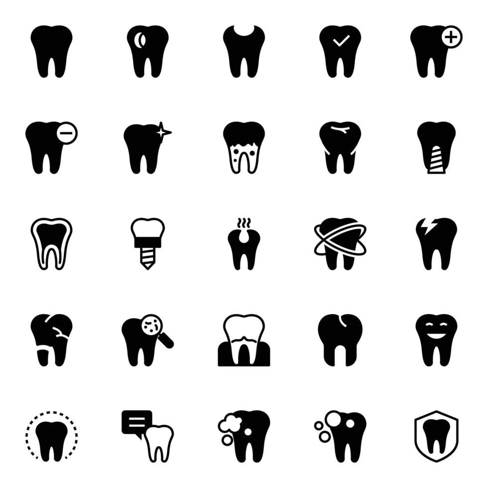 glyph pictogrammen reeks tandheelkundige. vector