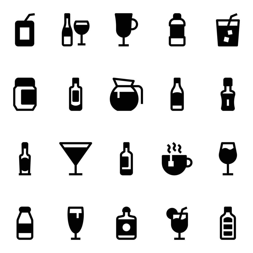 glyph pictogrammen voor drankje. vector