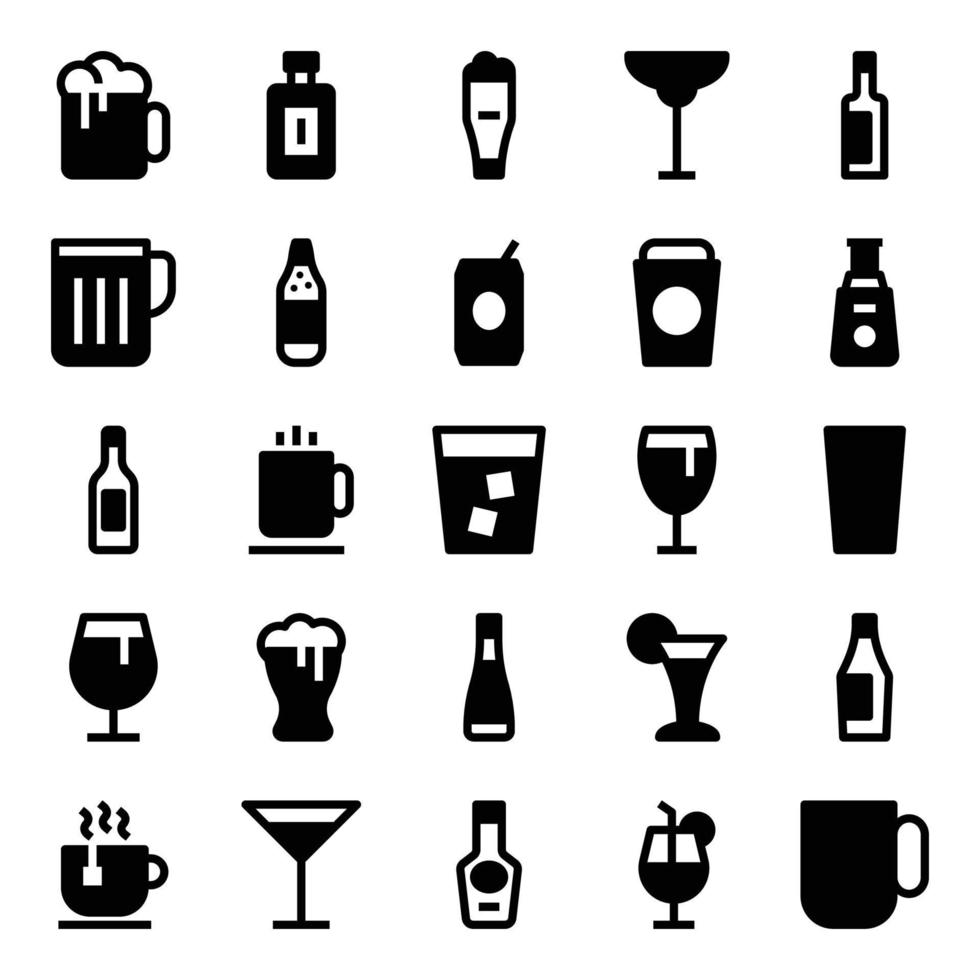 glyph pictogrammen voor drankje. vector