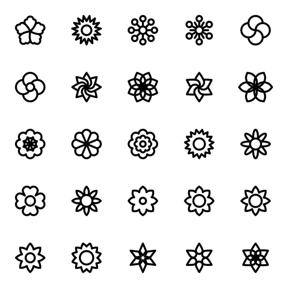 schets pictogrammen voor bloemen. vector