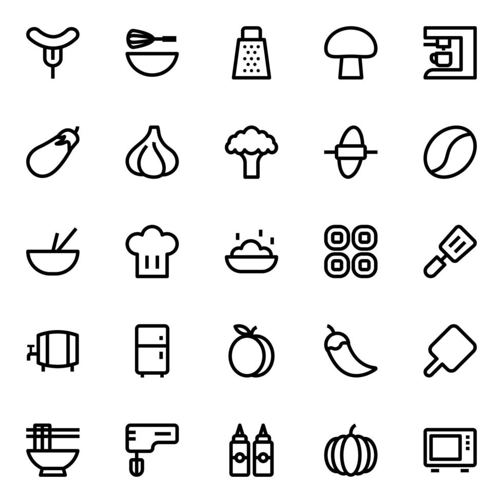 schets pictogrammen voor voedsel. vector