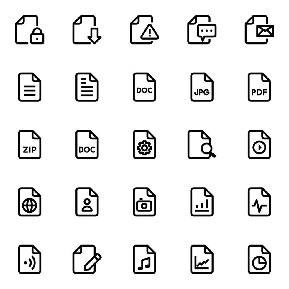 schets pictogrammen voor het dossier en map. vector