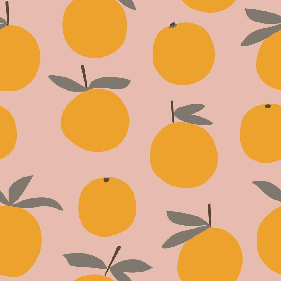 vector naadloze patroon met mandarijnen. trendy handgetekende texturen. modern abstract ontwerp voor papier, omslag, stof, interieur en andere gebruikers.
