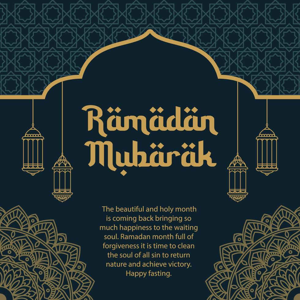 Ramadan mubarak groet kaart ontwerp. vector illustratie van decoratief mandala sjabloon met lantaarn