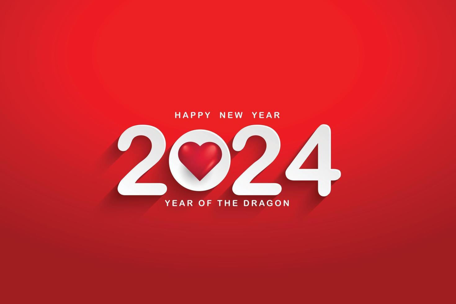 gelukkig nieuw jaar 2024 jaar van de draak. elegant ontwerp-vector illustratie van wit 2024 logo nummer. papier besnoeiing stijl. Aan een rood achtergrond typografie voor 2024, elegant ontwerp en nieuw jaar viering. vector