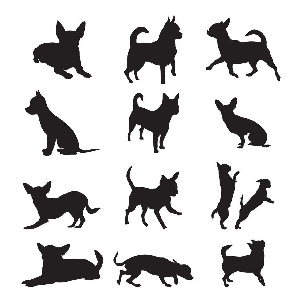 reeks cihuahua silhouet vector illustratie.