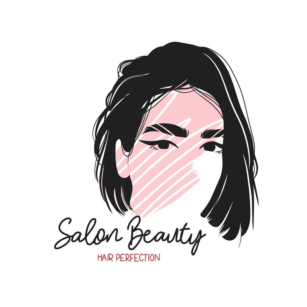 schets silhouet van een meisje met mooi wenkbrauwen en haar, haar- perfect, schoonheid salon, logo vector