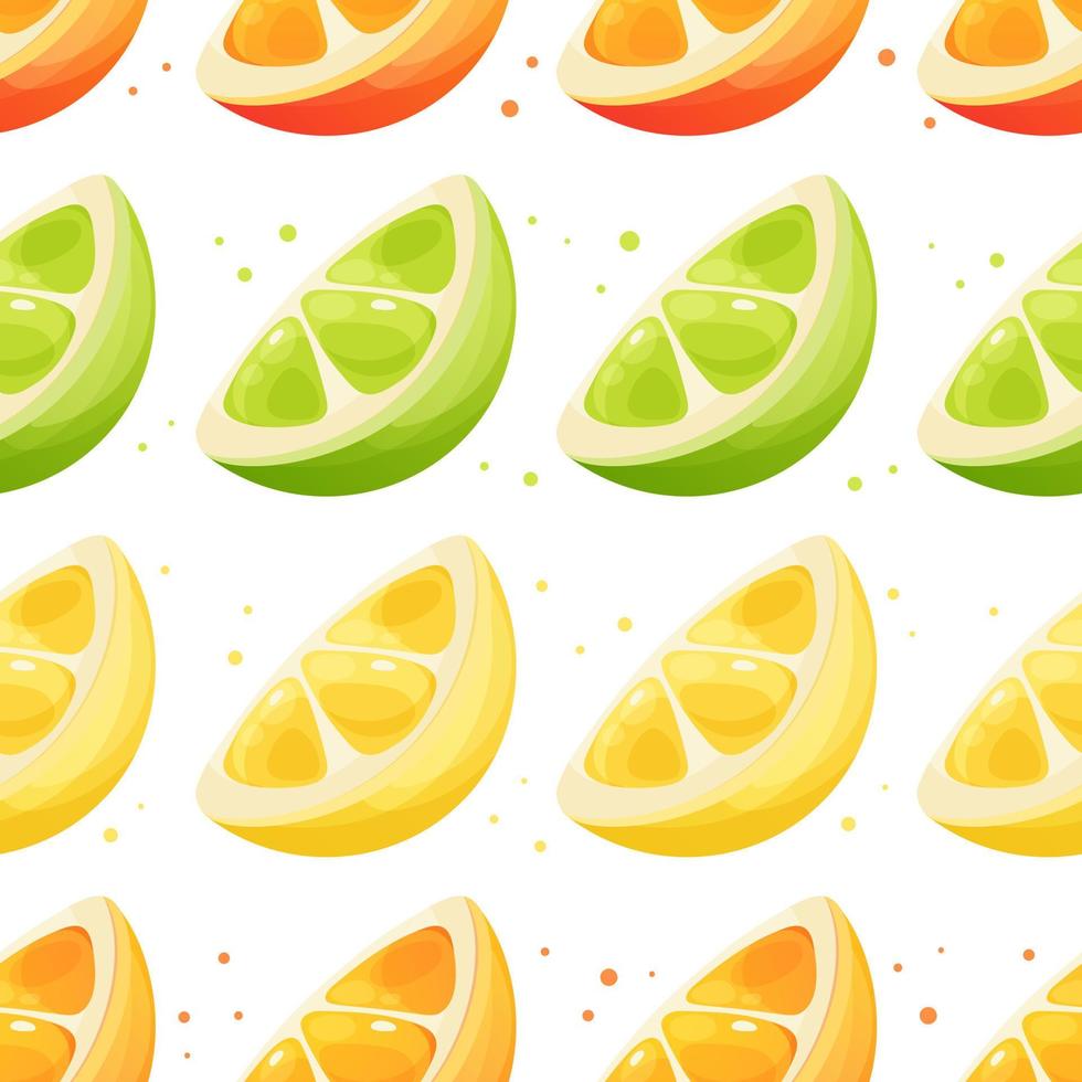 naadloos patroon met oranje, citroen en limoen plakjes, zomer patroon met fruit vector