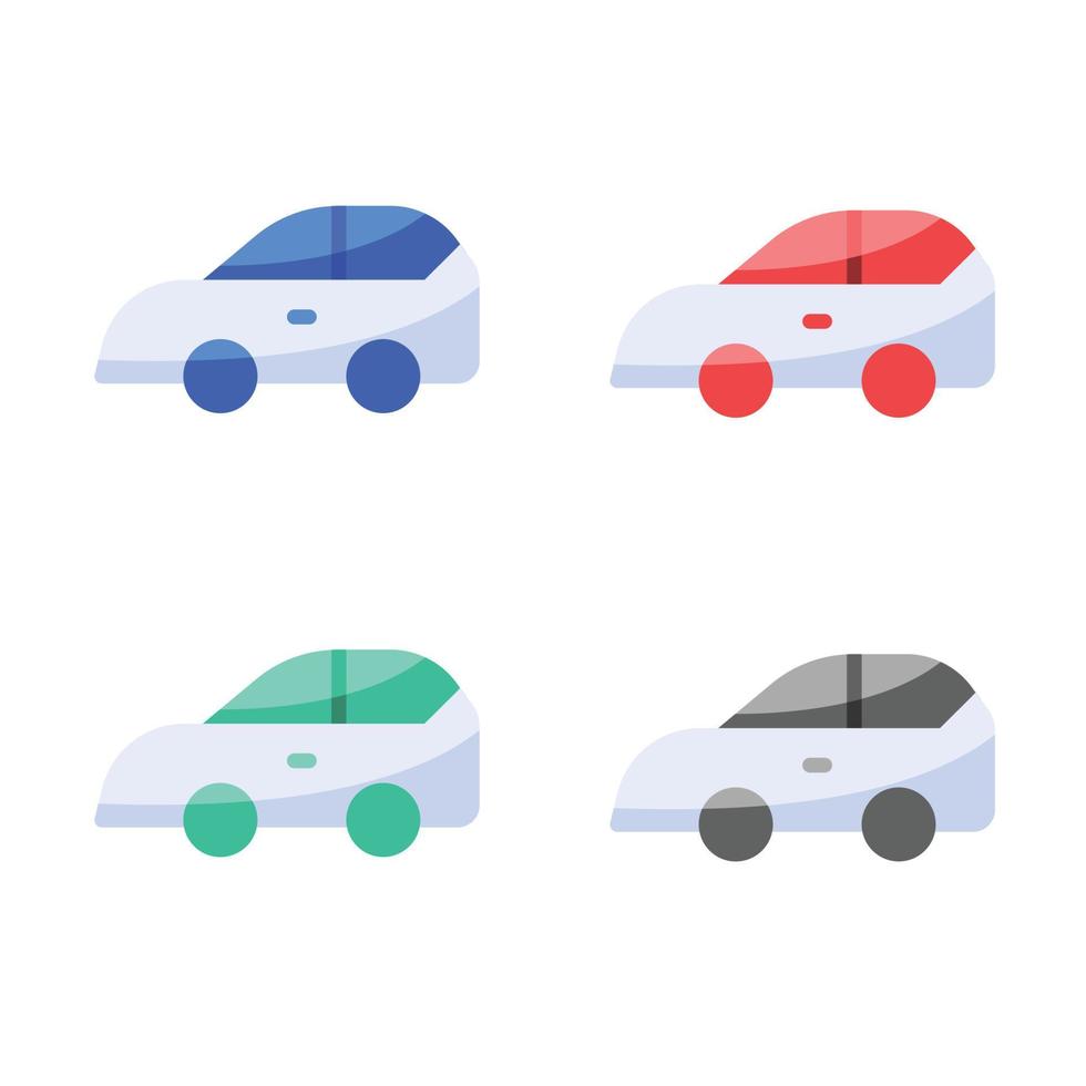 vector auto icoon, elektrisch auto icoon, voertuig vector lijn icoon, gemakkelijk voertuig icoon vector. vlak hatchback auto pictogrammen in meerdere kleuren