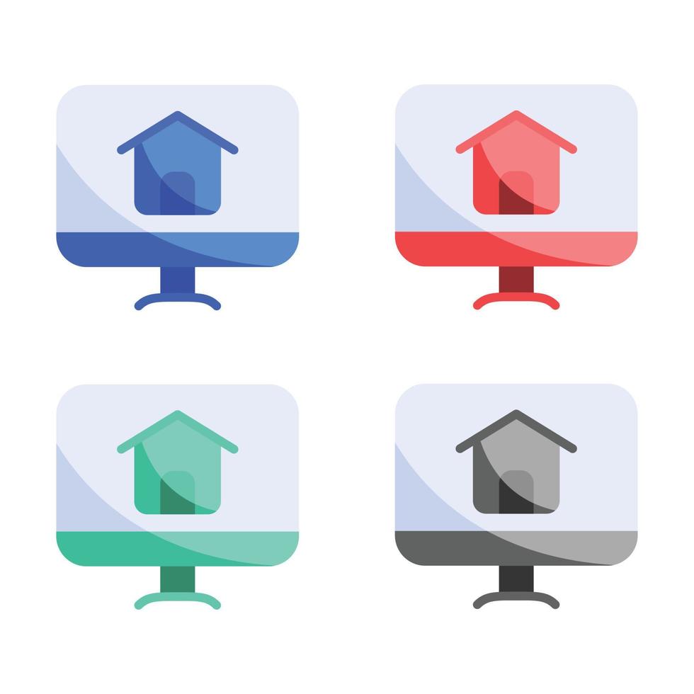 huis bureaublad pictogrammen, huis kantoor afgelegen werk icoon met computer bureaublad icoon, huis huis werk van huis icoon vector symbool illustratie