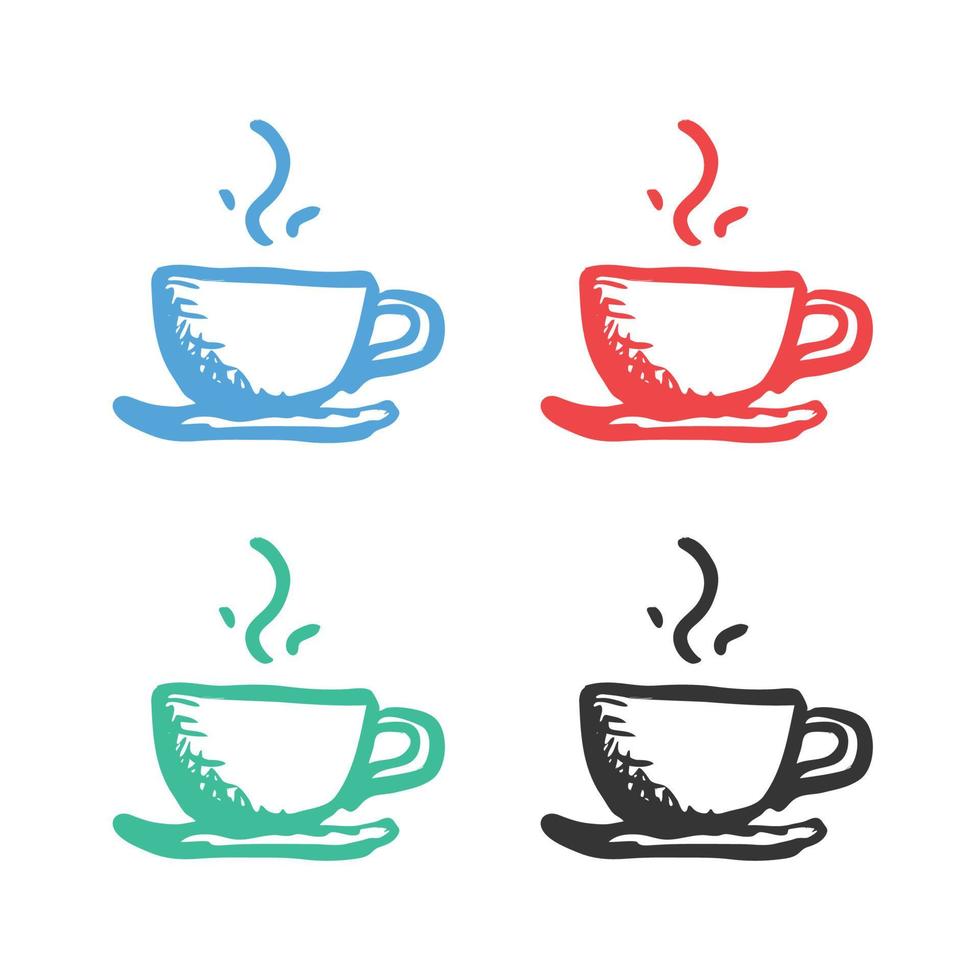 thee kop icoon, koffie kop icoon, kop van warm koffie logo, koffie vector pictogrammen in meerdere kleuren