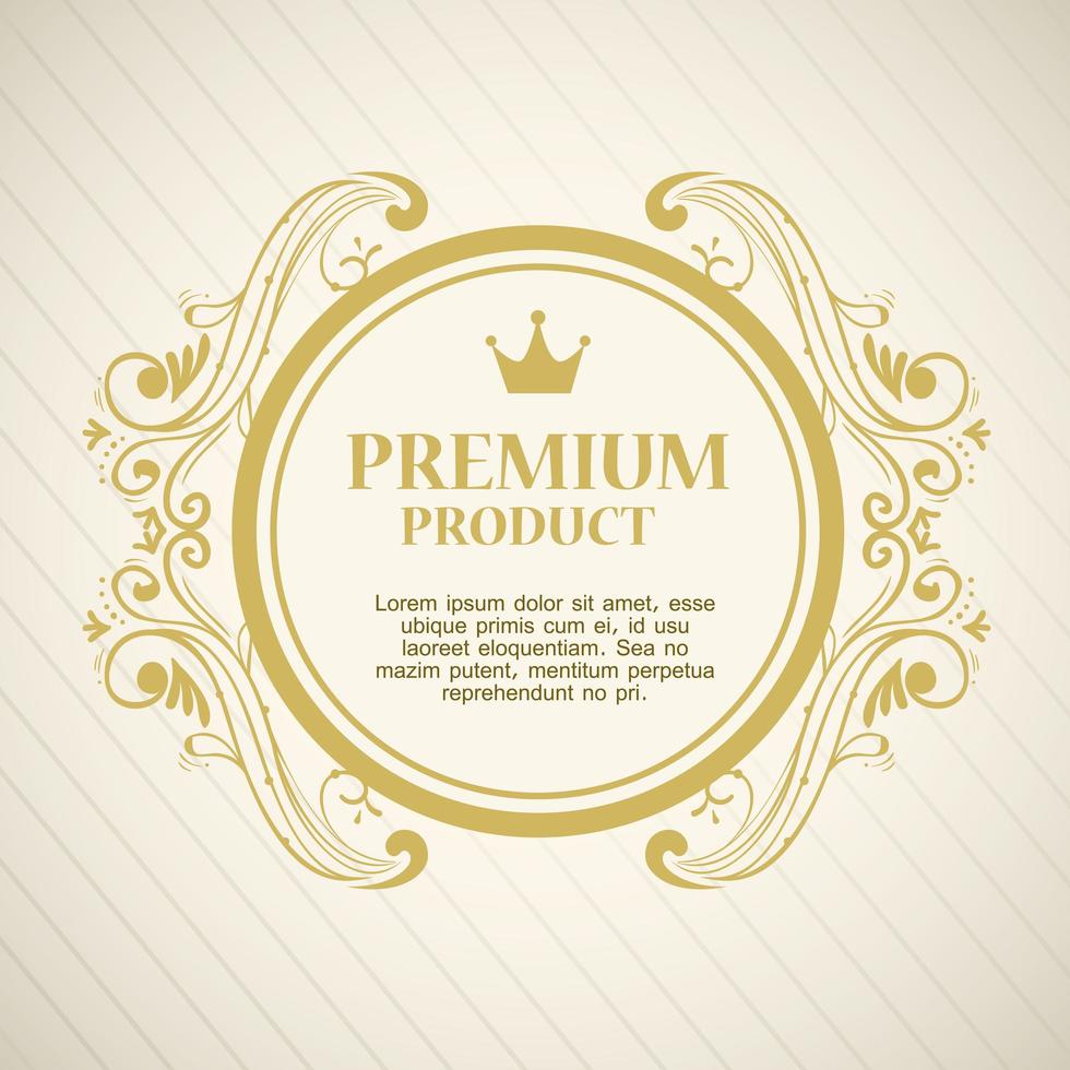 premium productlabel in een gouden ronde lijst vector