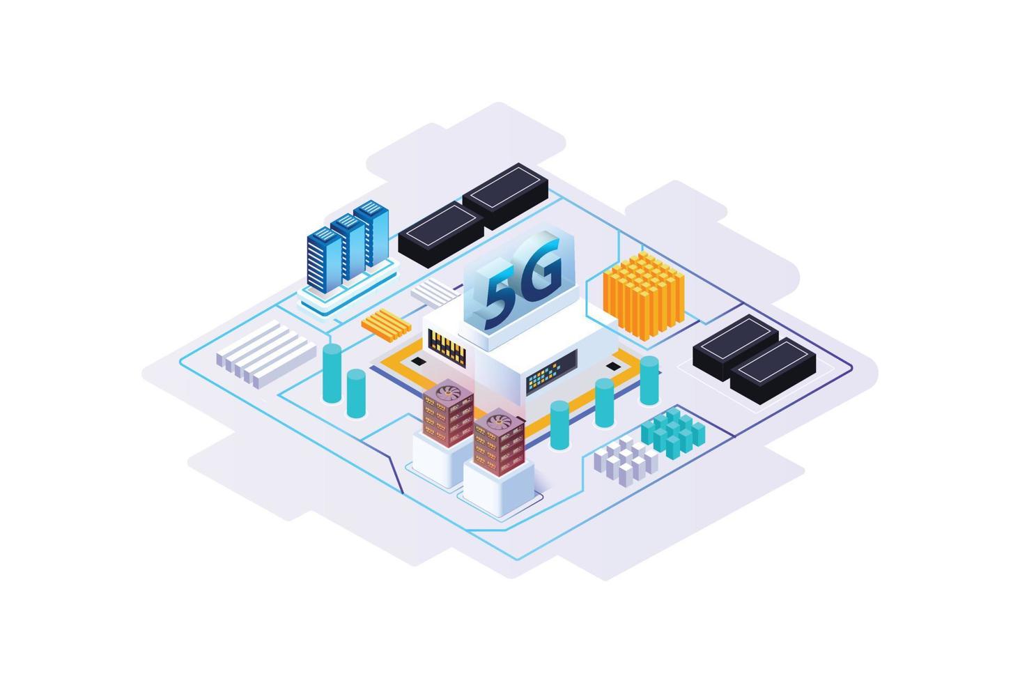 modern isometrische 5g internet snelheid technologie. online gebaseerd vector illustratie geschikt voor diagrammen, infografieken, spel Bedrijfsmiddel, en andere grafisch verwant middelen