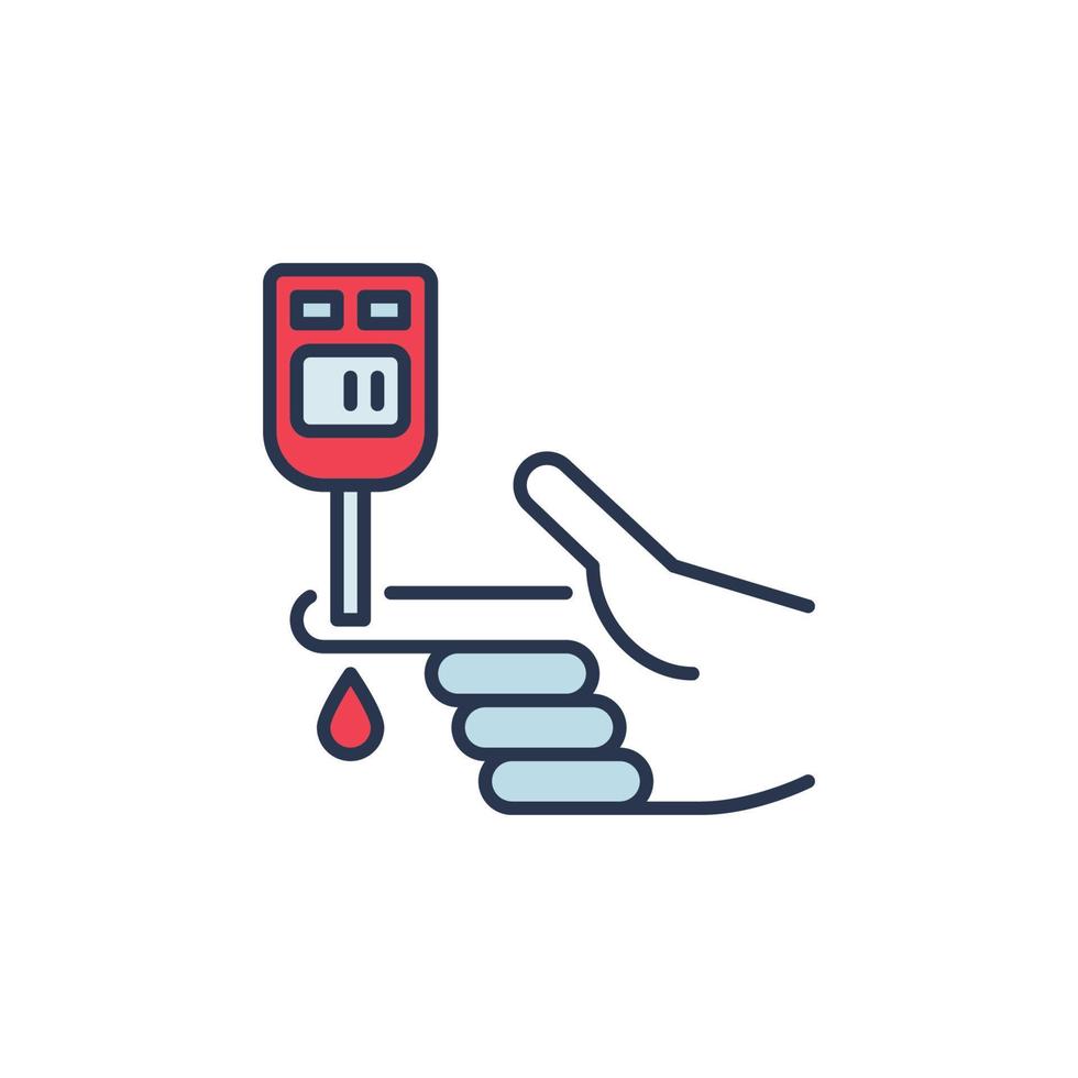 glucose meter vector bloed suiker test concept gekleurde icoon