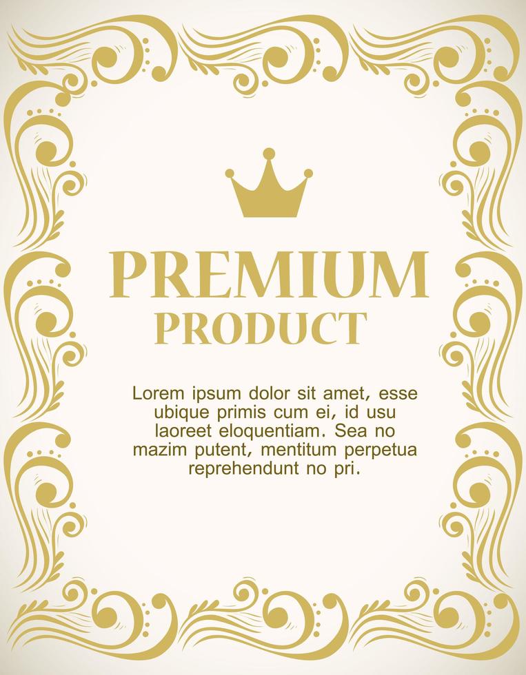 premium productlabel op een gouden frame vector