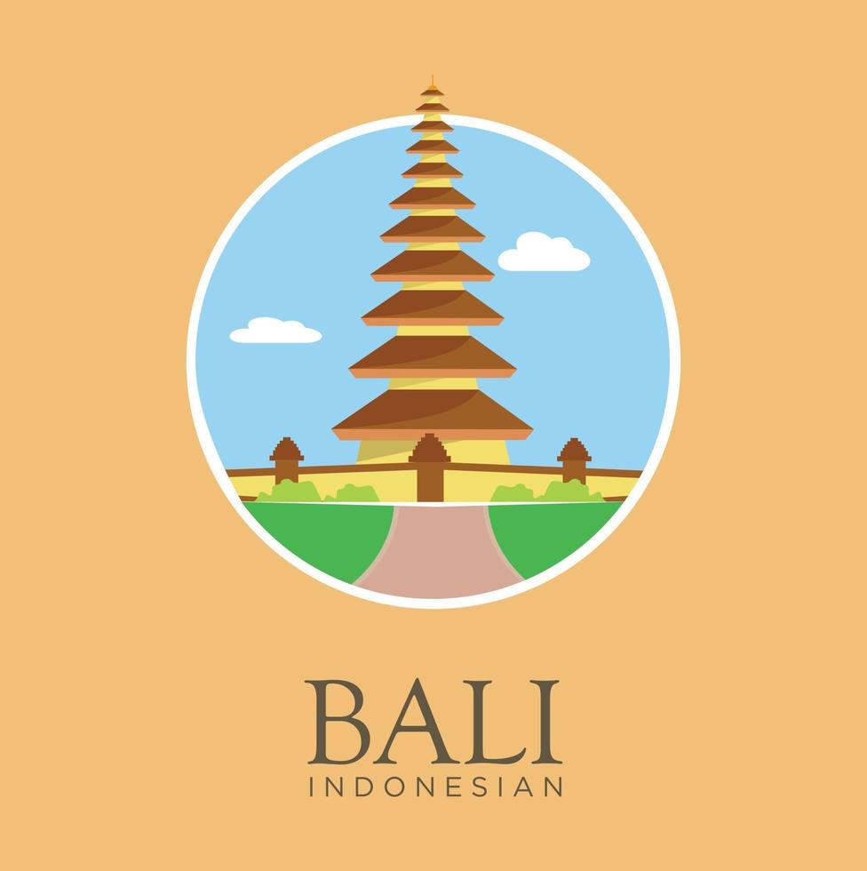 pura ulun meer bratan tempel bali oriëntatiepunt vector ontwerp stock illustratie. reizen en attracties indonesië, monumenten, toerisme en traditionele cultuur